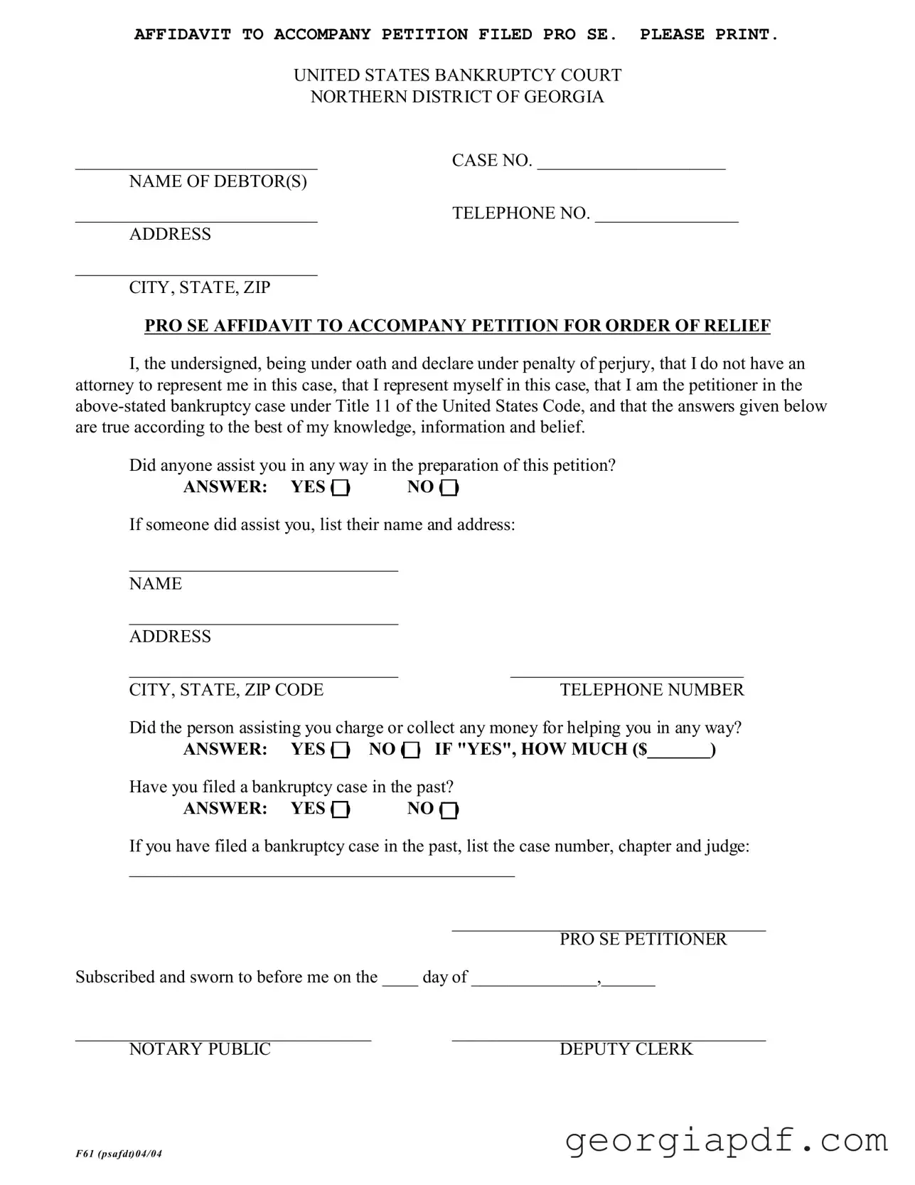 Download F 61 Georgia Form