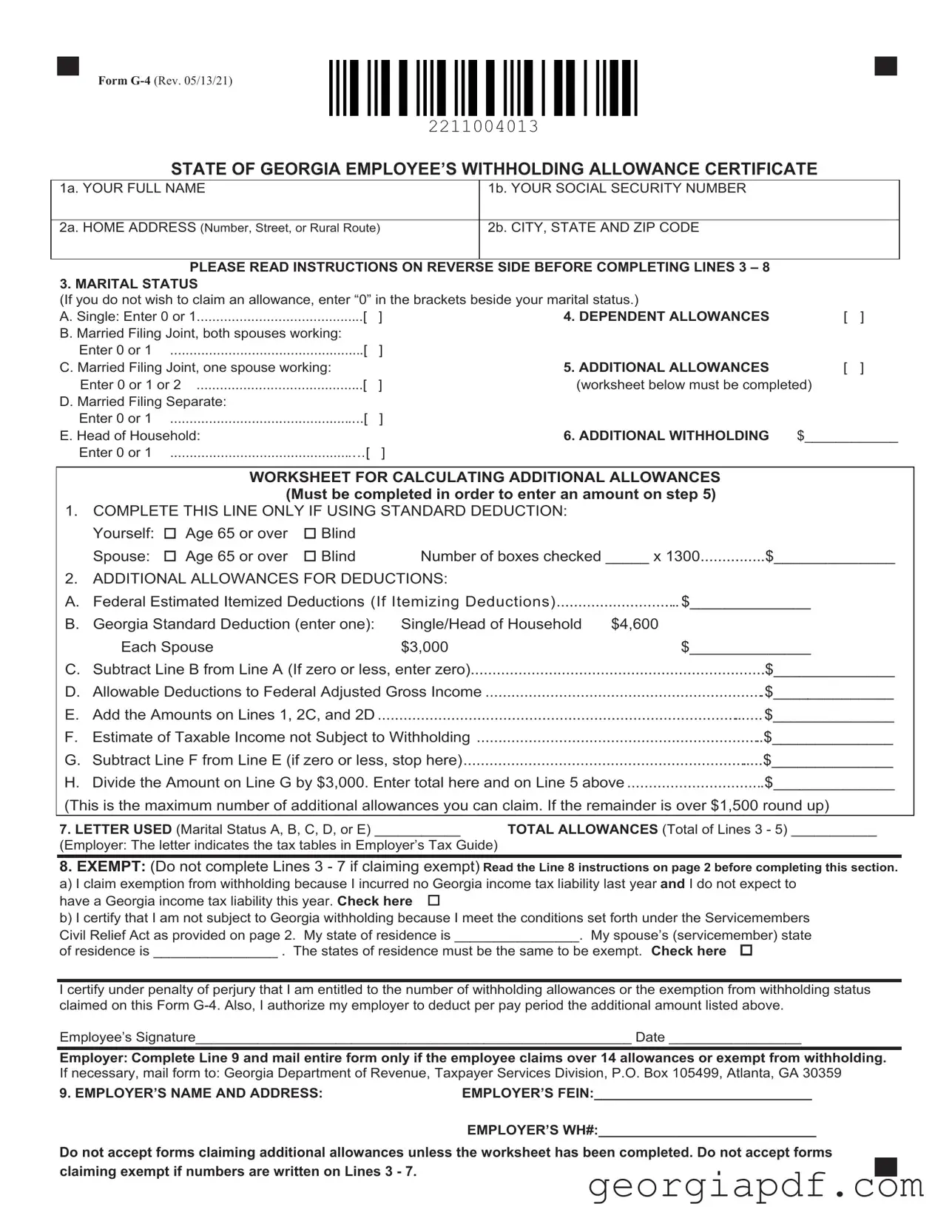 Download G 4 Georgia Form