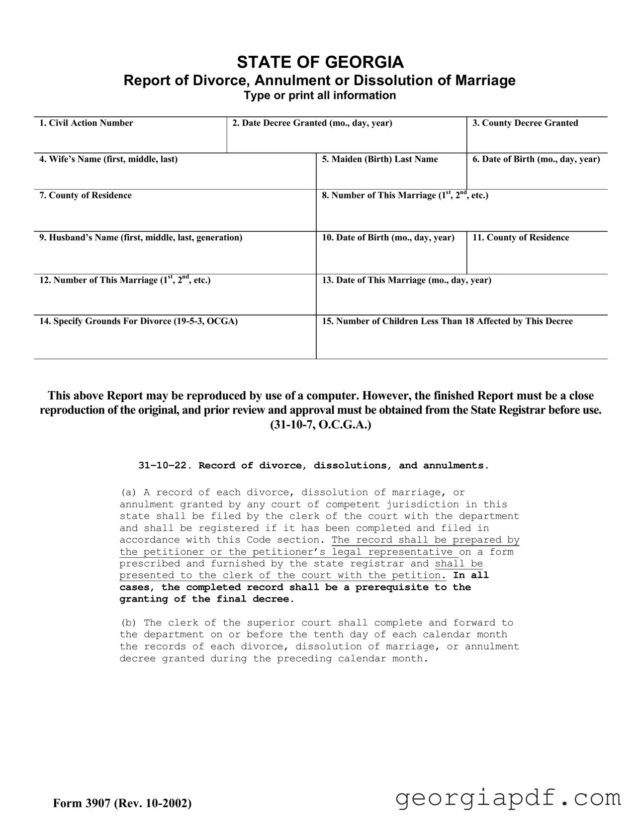 Download Georgia 3907 Form