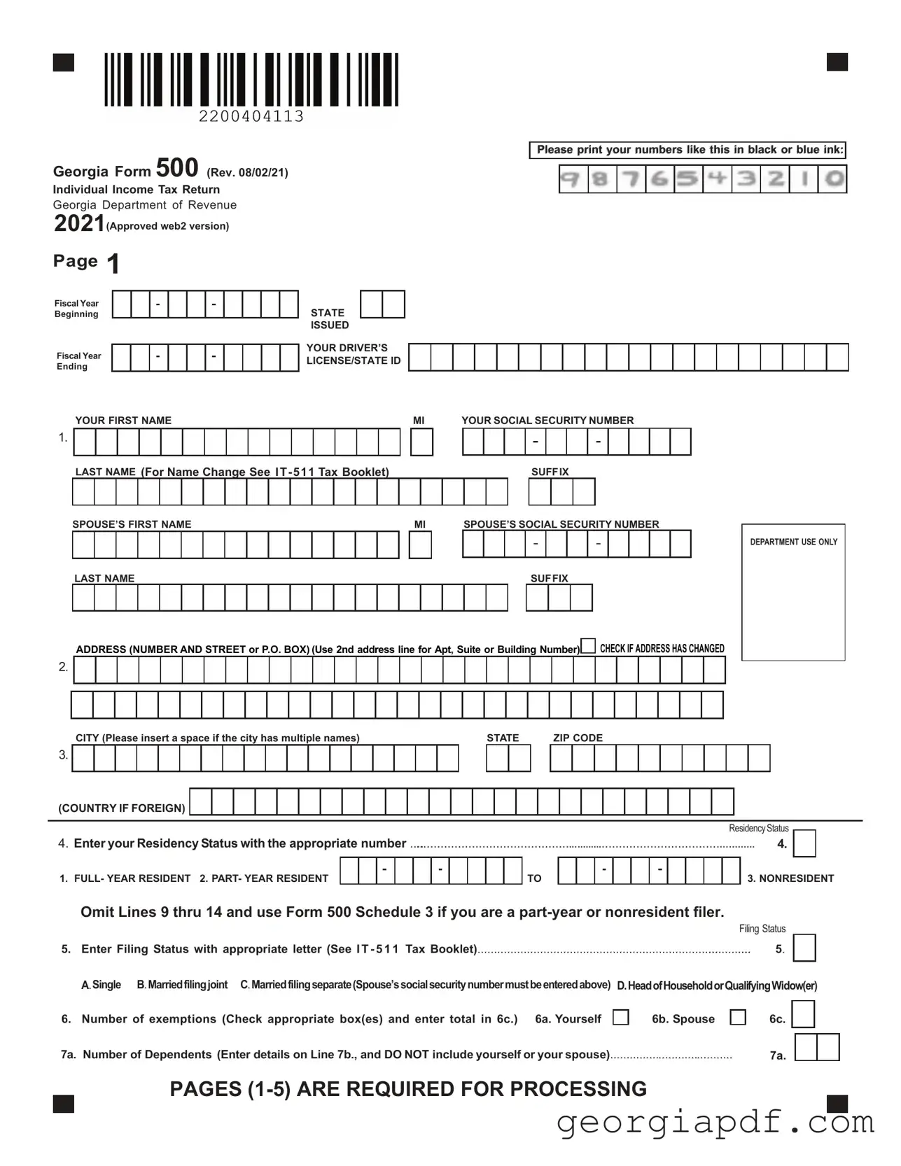 Download Georgia 500 Form