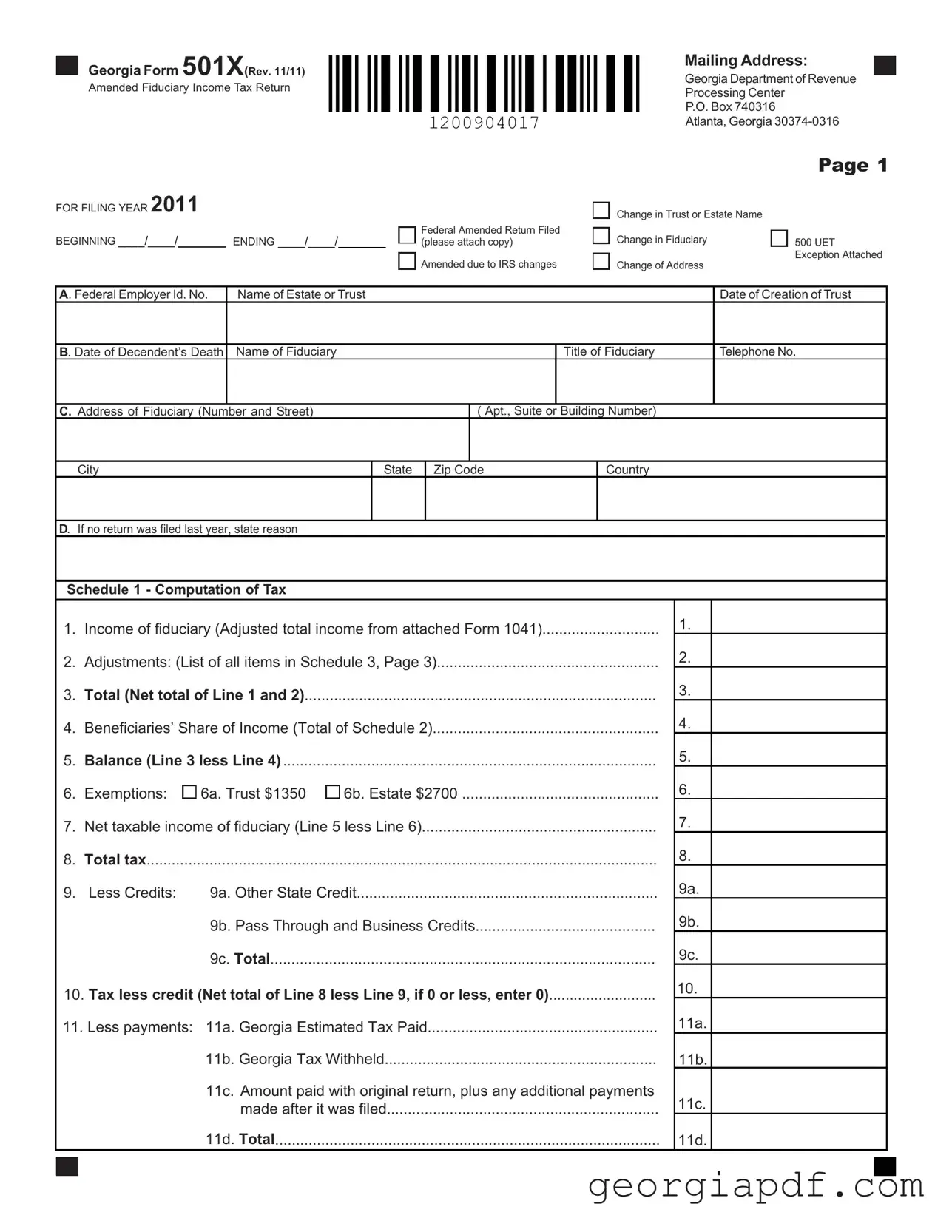 Download Georgia 501X Form