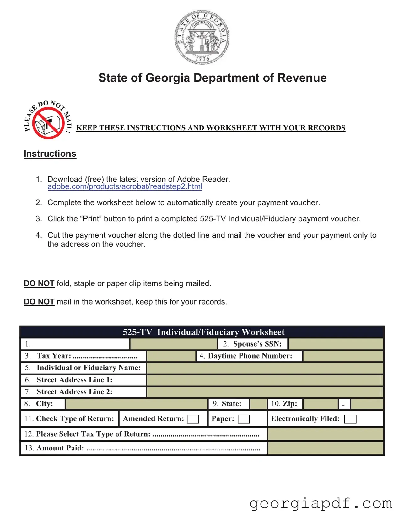 Download Georgia 525 Tv Form