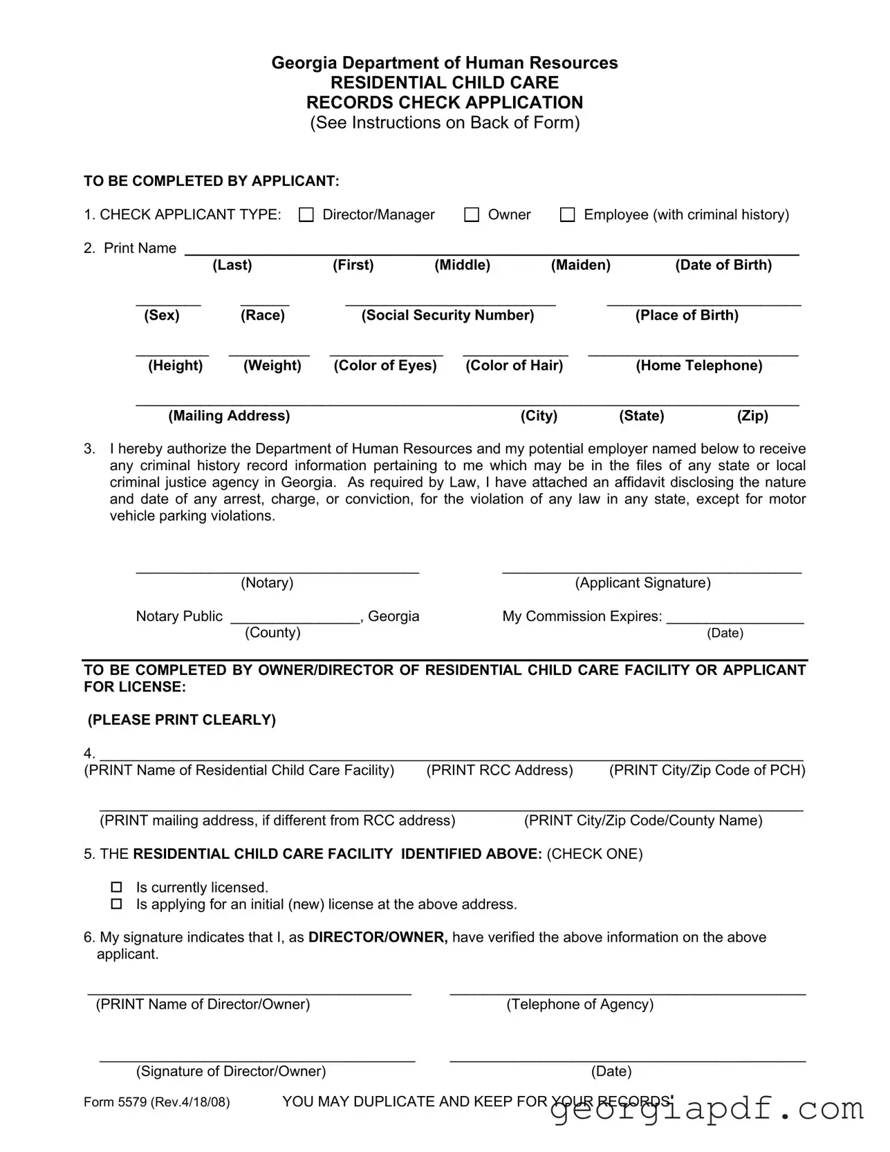 Download Georgia 5579 Form