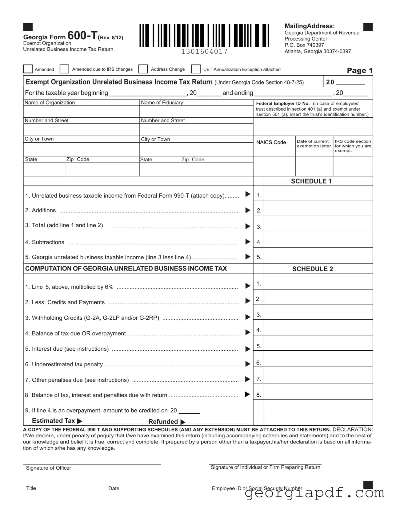 Download Georgia 600 T Form