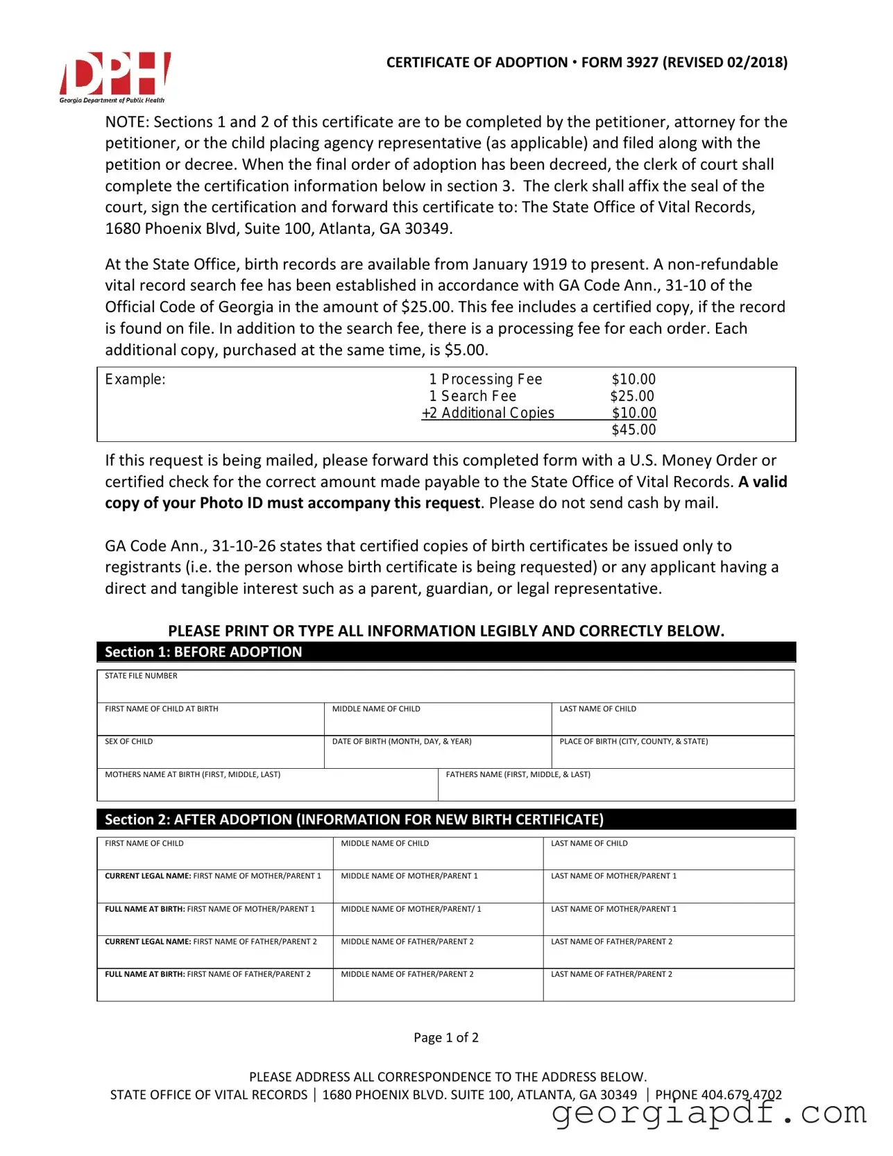 Download Georgia Adult Adoption Petition Form