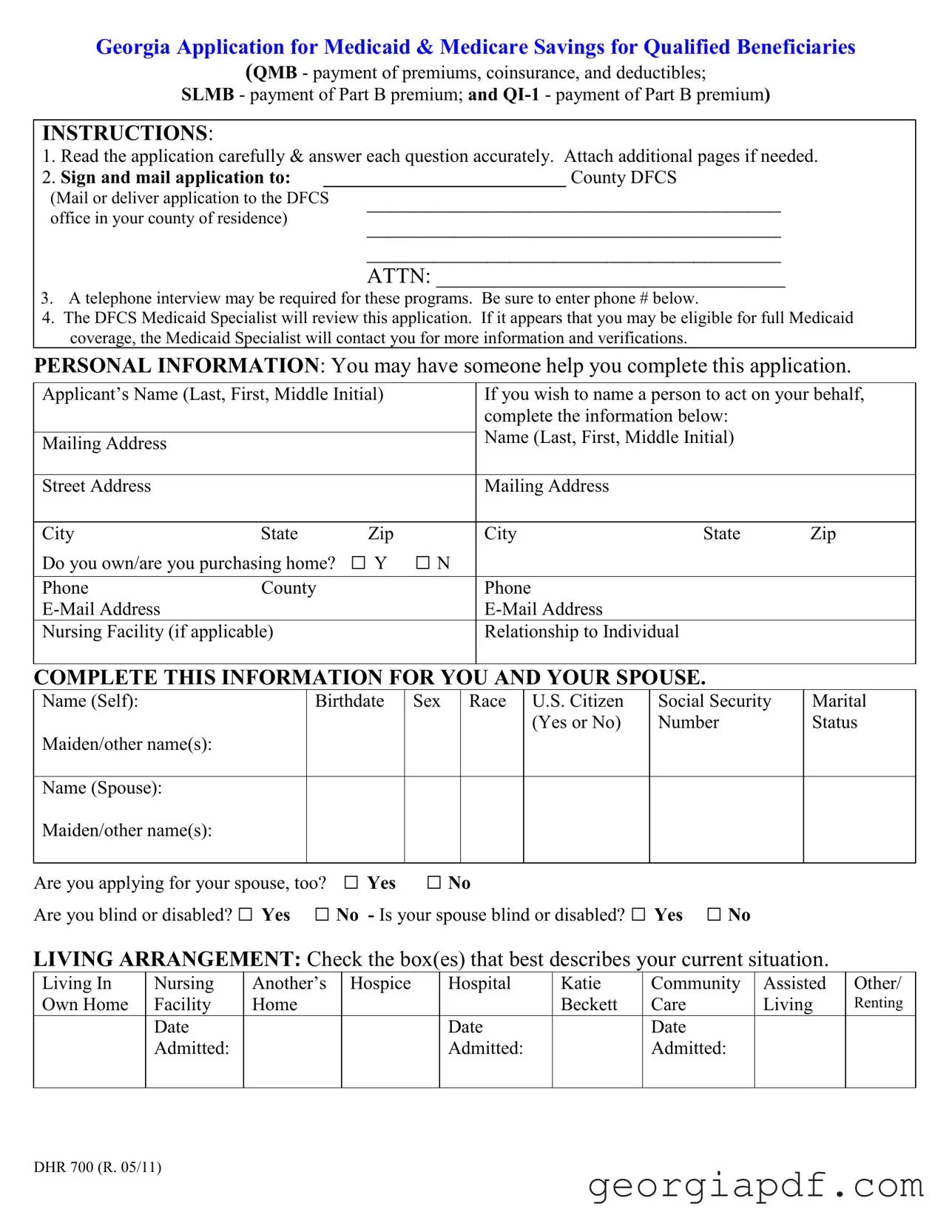 Download Georgia Application For Medicaid Form