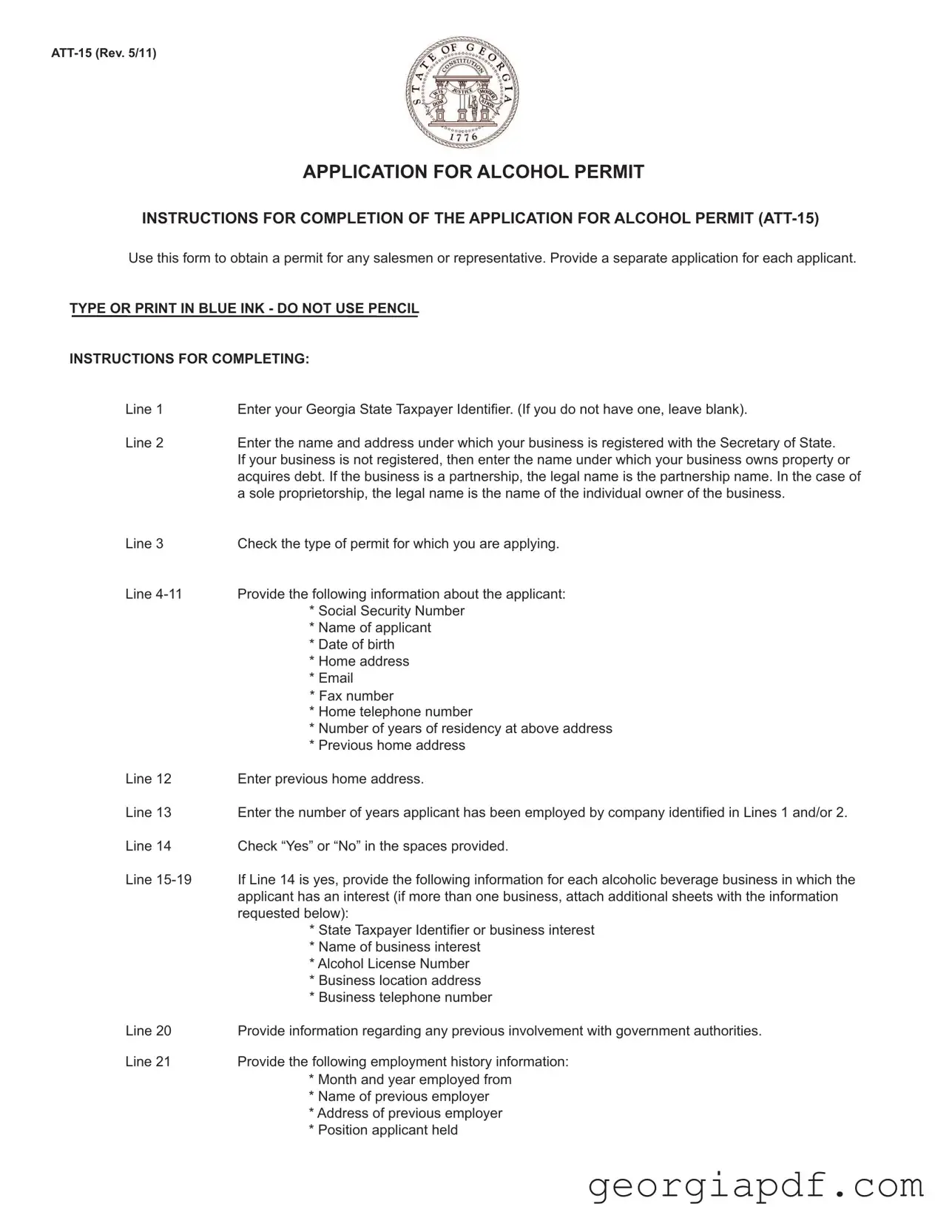 Download Georgia Att 15 Form