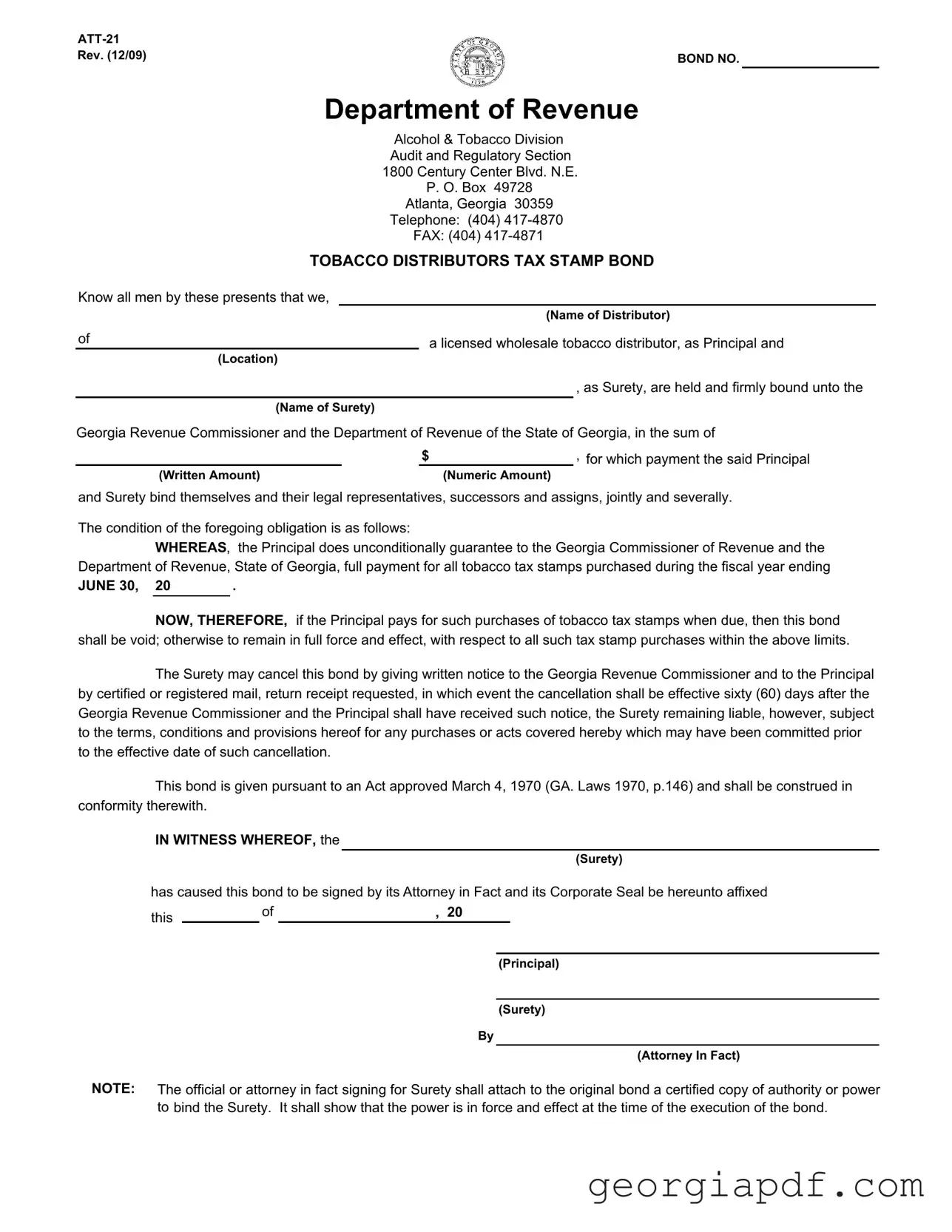 Download Georgia Att 21 Form