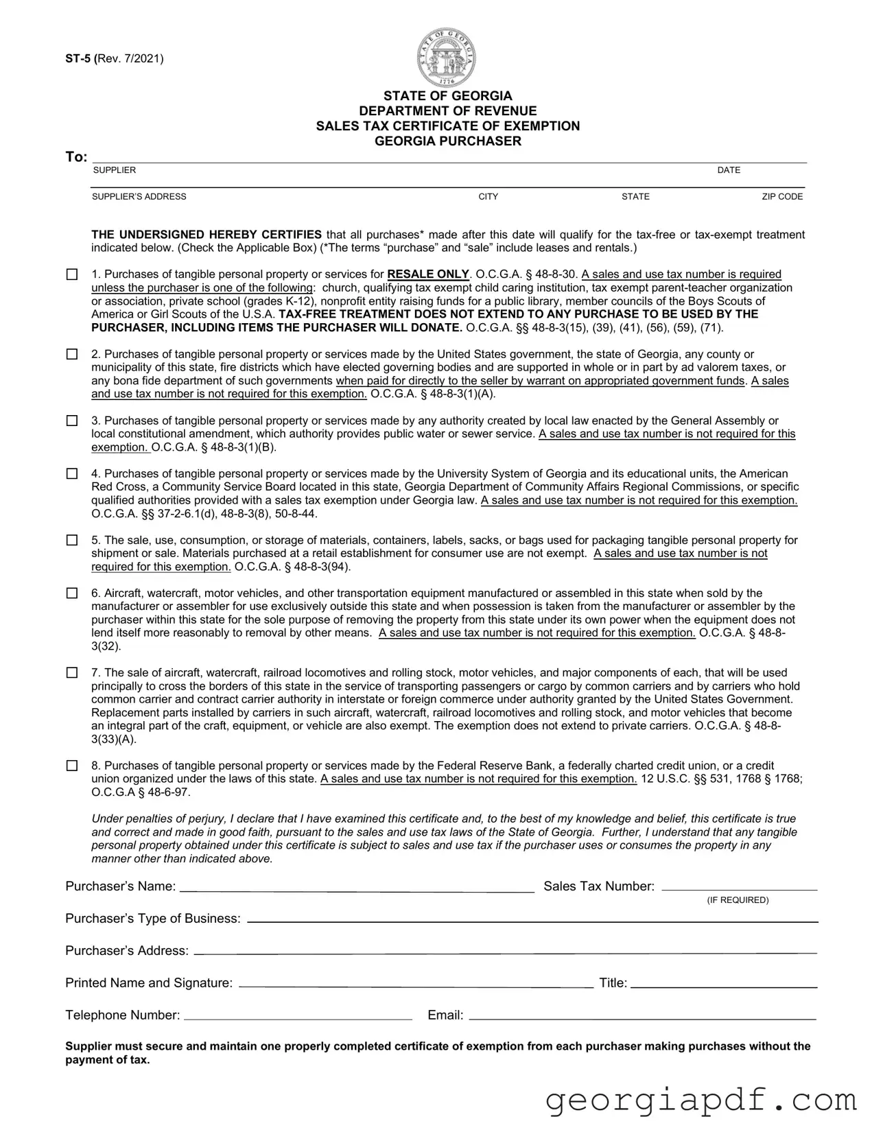 Download Georgia St 5 Form