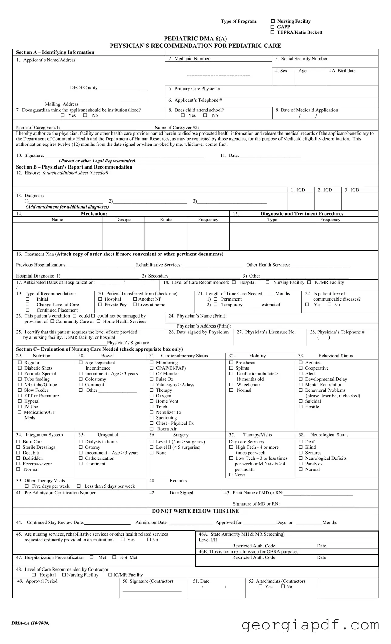Download Georgia Dma 6 Form