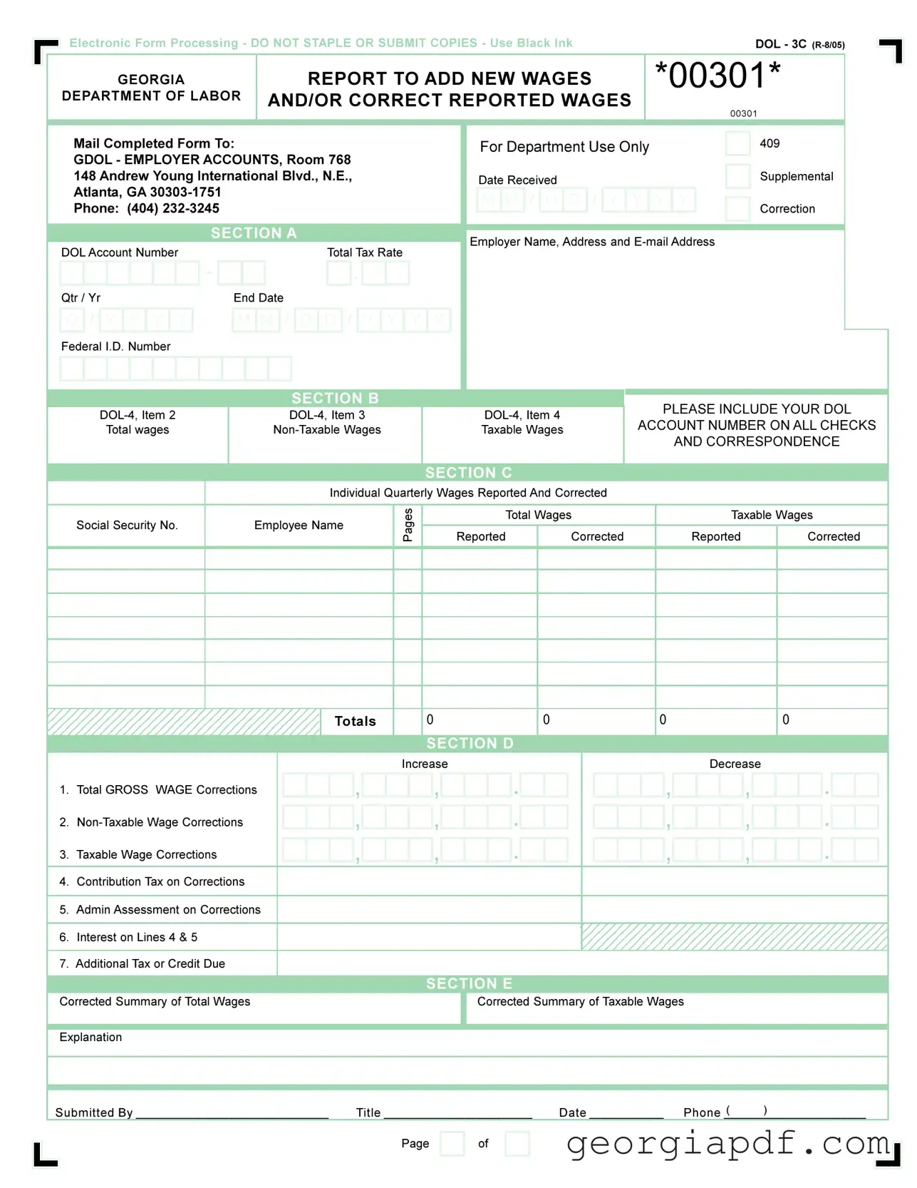 Download Georgia Dol 3C Form