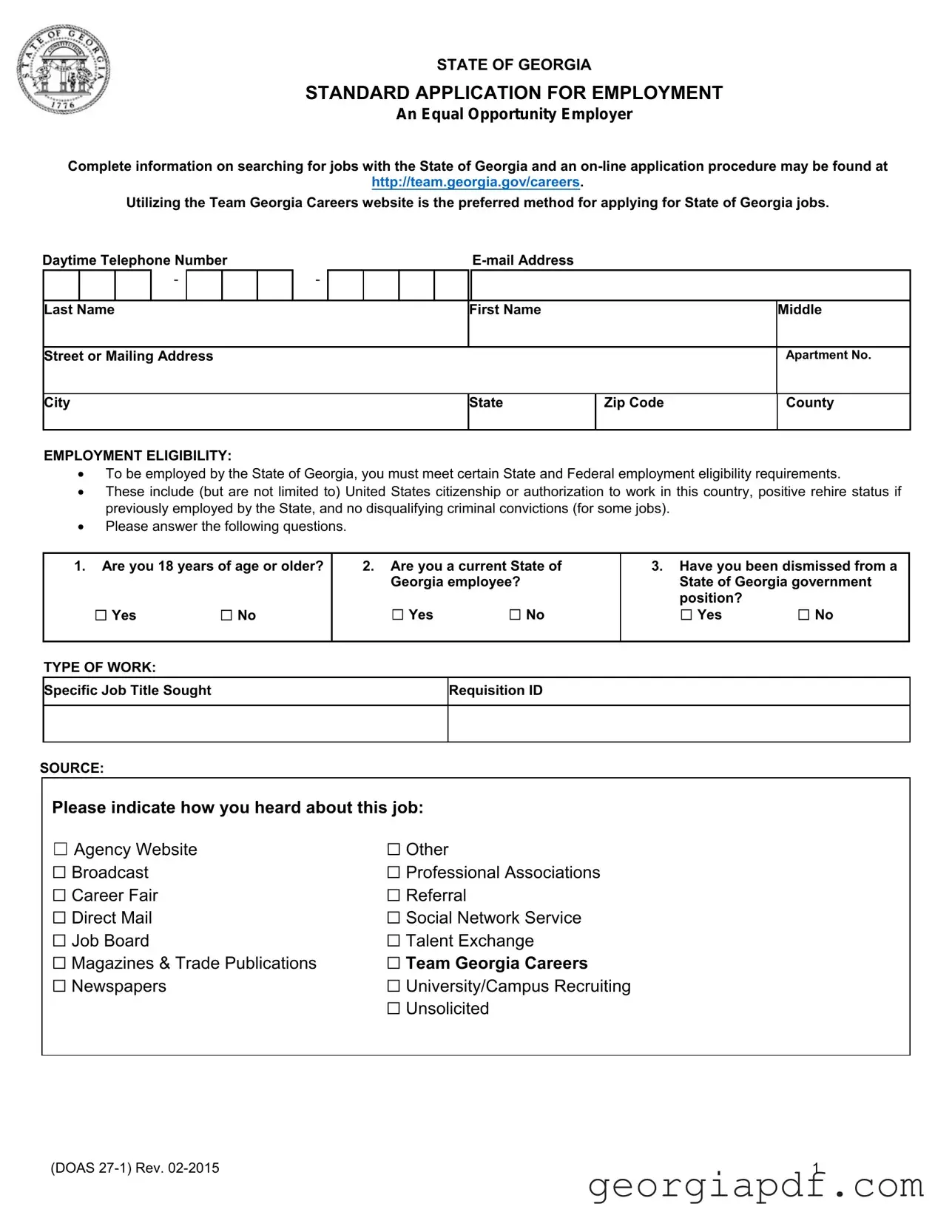 Download Georgia Employment Form