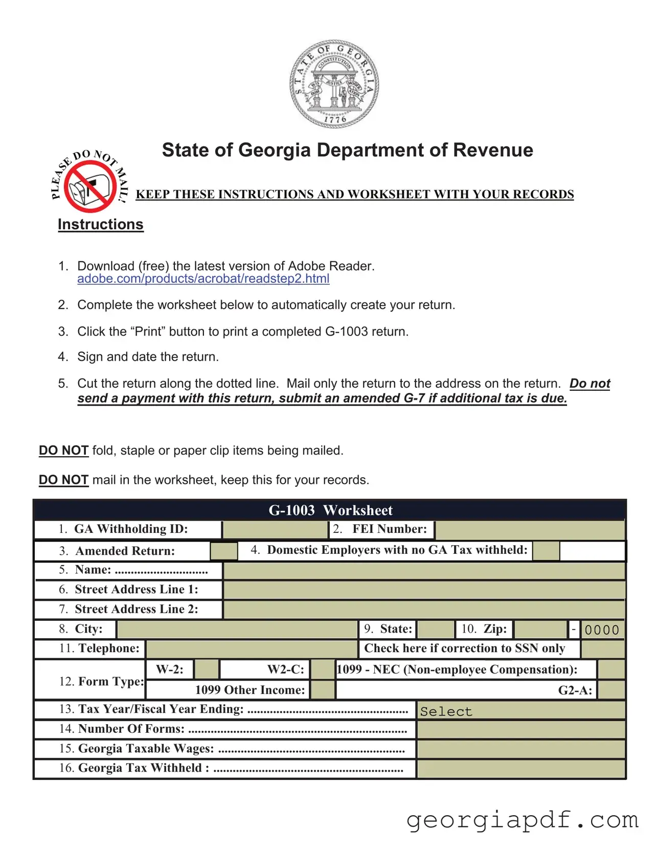 Download Georgia G 1003 Form
