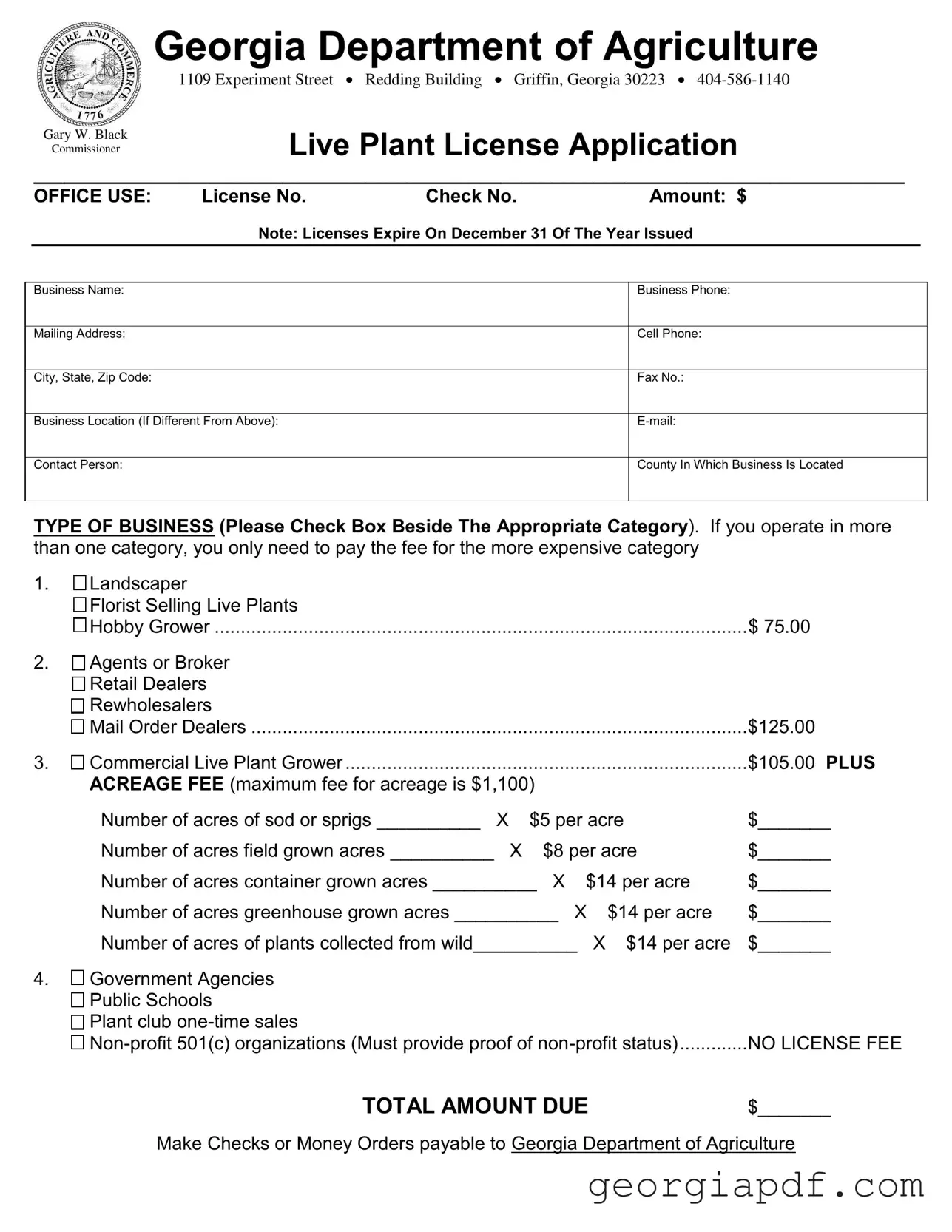 Download Georgia Plant License Application Form