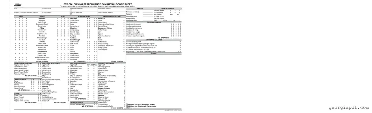 Download Georgia Road Test Score Form