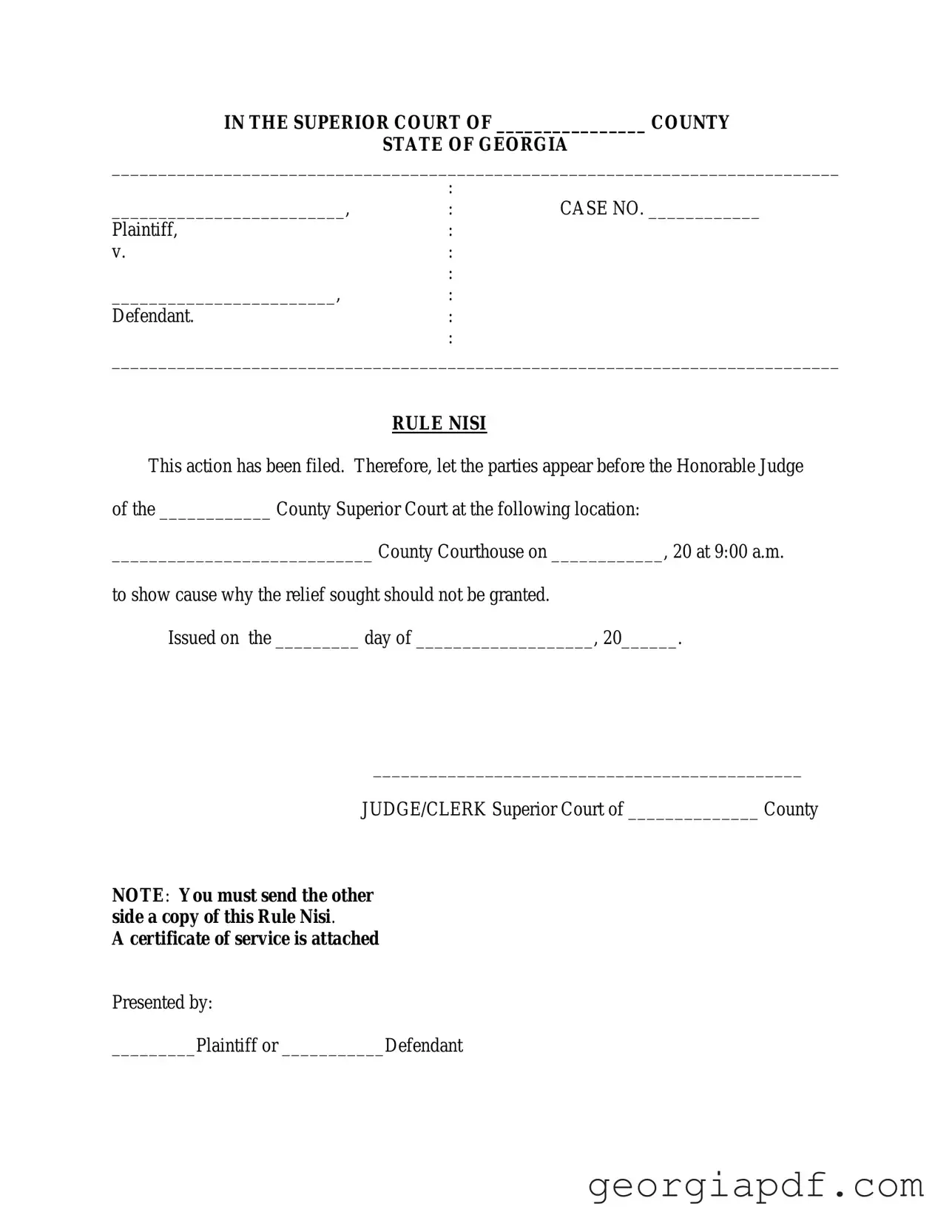 Download Georgia Rule Nisi Form