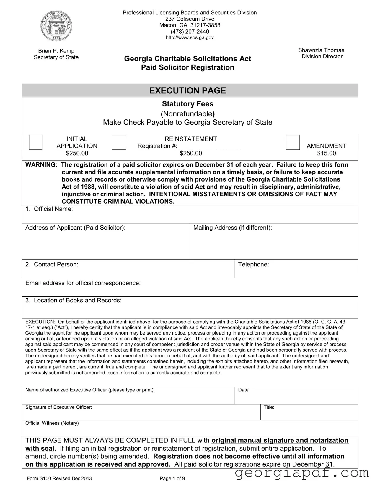 Download Georgia S100 Form