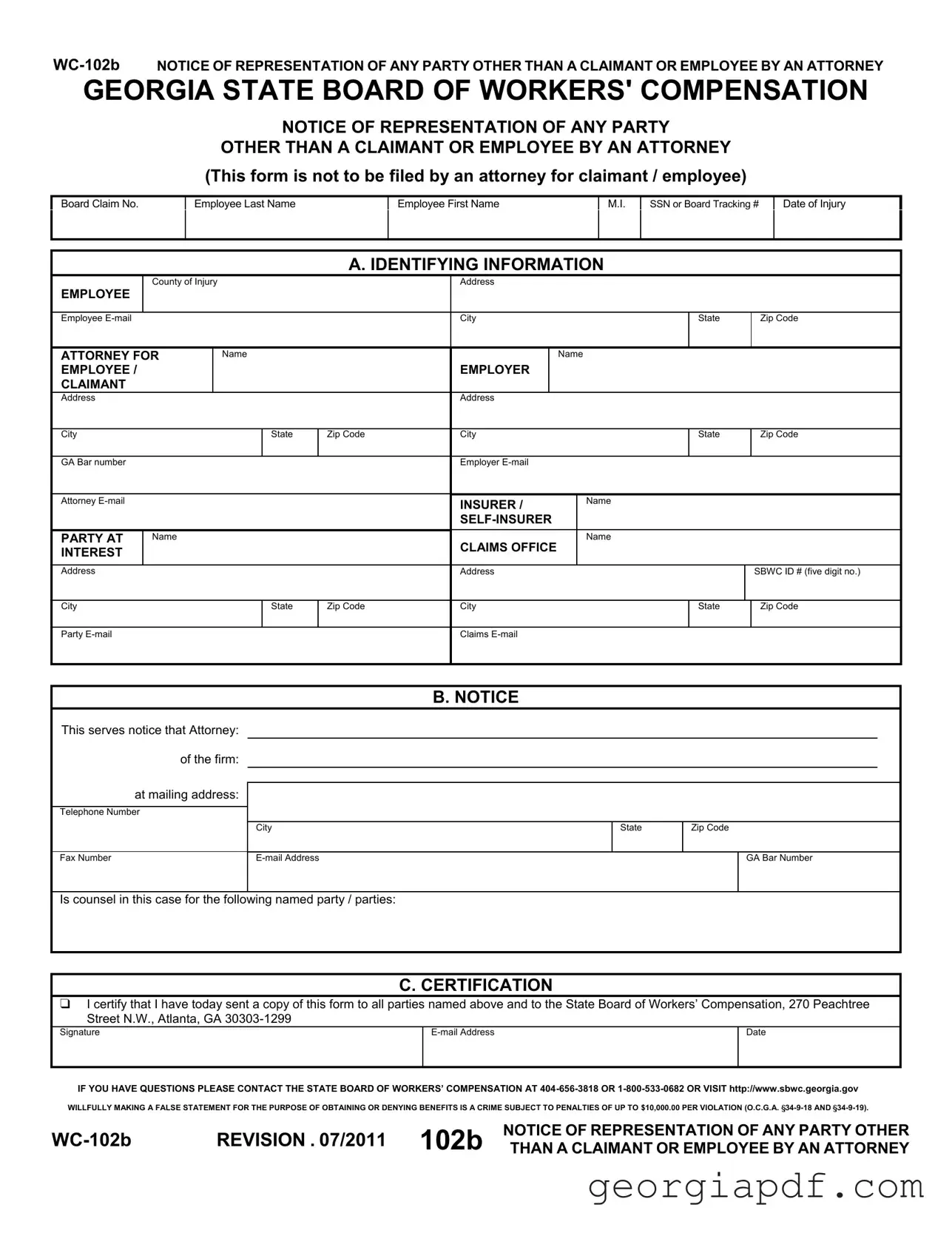 Download Georgia Wc 102B Form