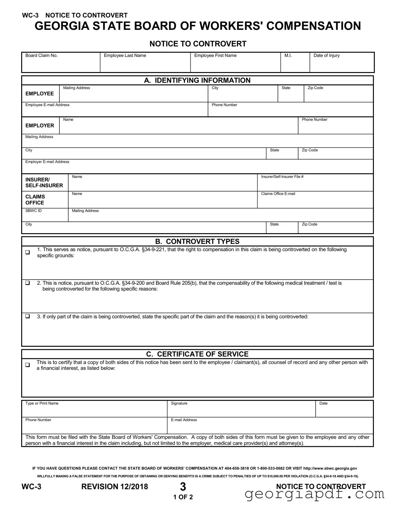 Download Georgia Wc 3 Form