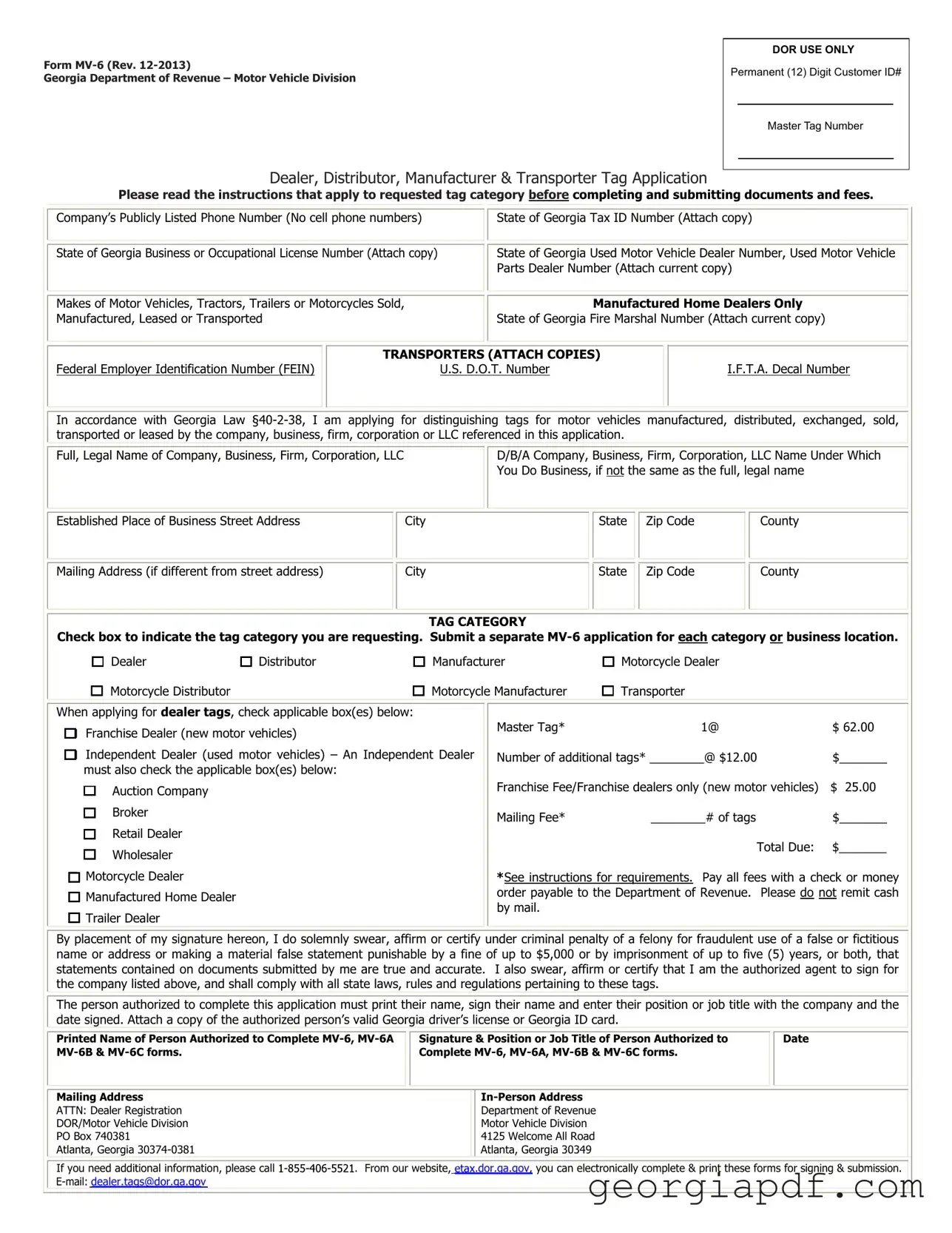 Download Mv6 Georgia Form