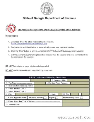 Download Georgia 525 Tv Form