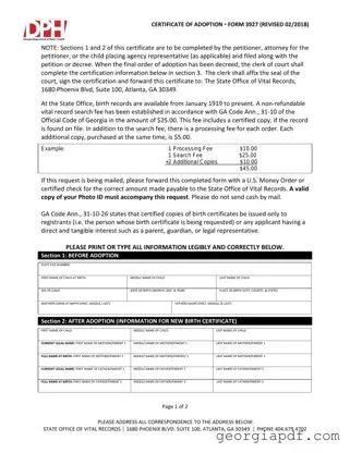 Download Georgia Adult Adoption Petition Form