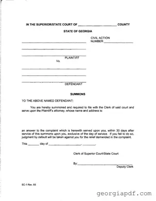 Download Georgia Civil Summons Form