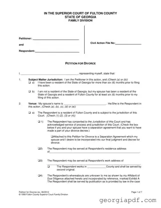 Download Georgia Divorce Form