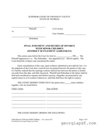 Download Georgia Final Decree Divorce Form