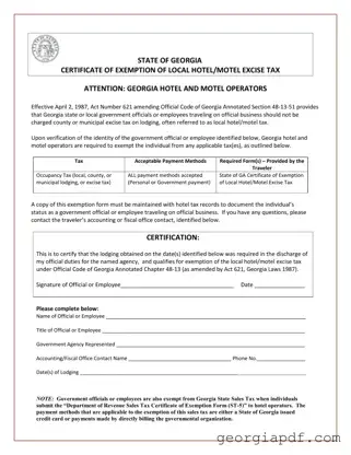 Download Georgia Hotel Tax Form