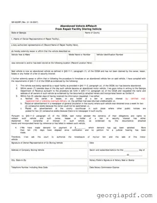 Download Georgia Mv 603Rf Form
