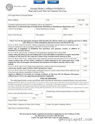 Download Georgia Mv 66 Form