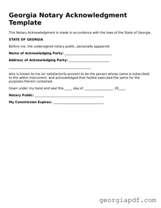 Blank Notary Acknowledgement Template for the State of Georgia