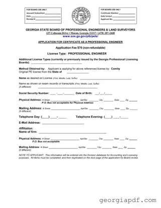 Download Georgia Pe Comity Application Form