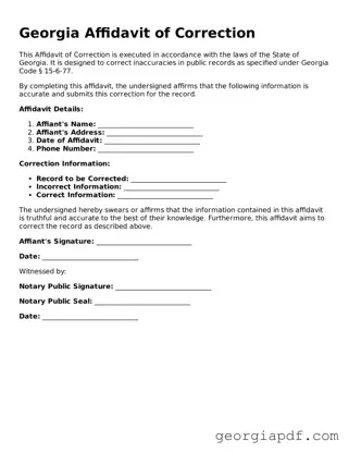 Blank Affidavit of Correction Template for the State of Georgia