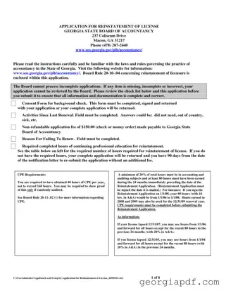 Download Georgia Reinstatement Nursing Form