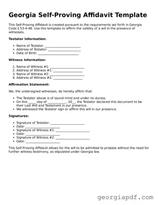 Blank Self-Proving Affidavit Template for the State of Georgia