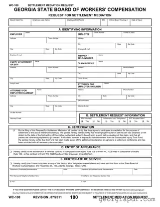 Download Georgia Wc 100 Form