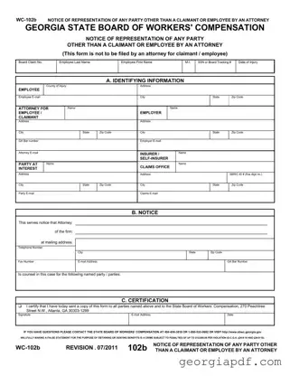 Download Georgia Wc 102B Form
