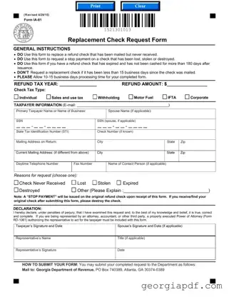 Download Replacement Check Request Georgia Form
