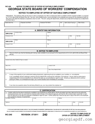 Download Wc 240 Georgia Form